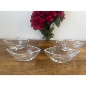 Nachtmann Clear‎ Crystal Leaf Bowls Set of 4 German Dessert Serving Dishes